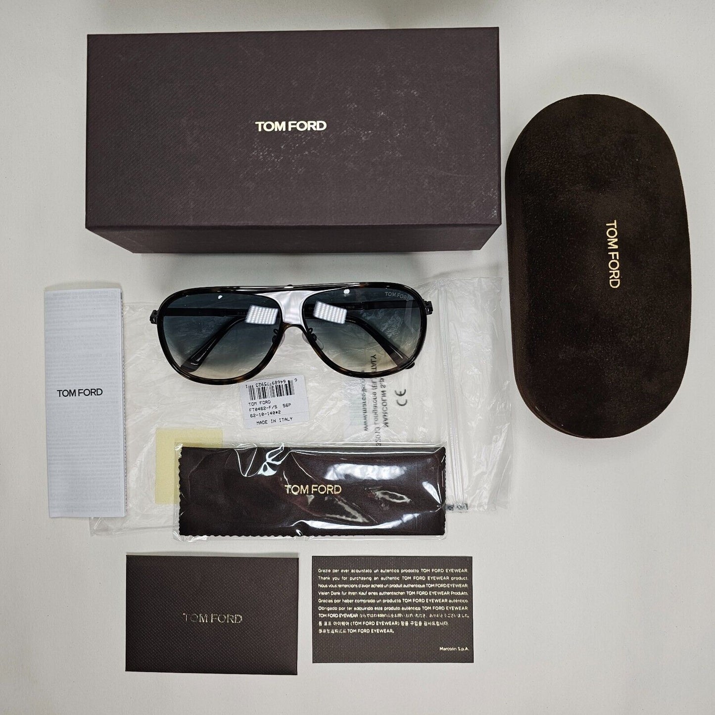 Tom Ford Sunglasses Chris Brown Blue Grey Gradient Square FT0462F TF462-F 56P