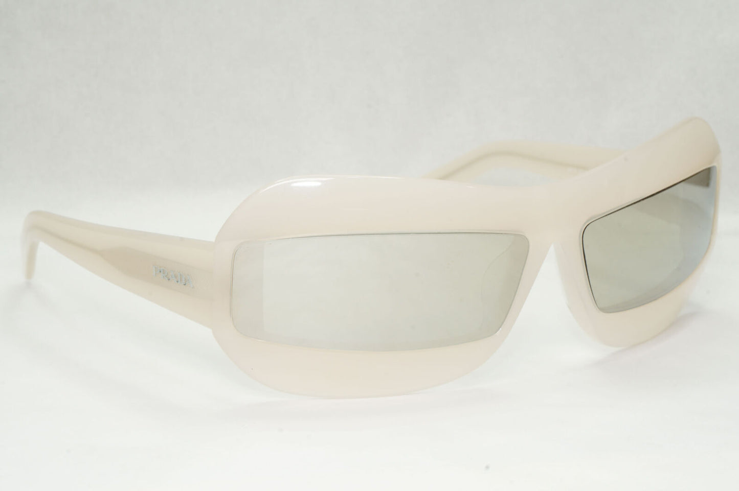 Prada Sunglasses Opal Nude White Silver Mirror Wrap PR30YS SPR 30Y 13D-2B0