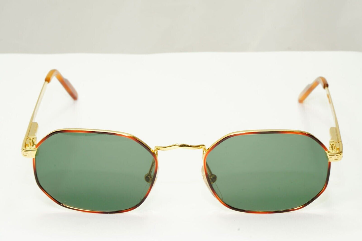 Gianni Versace 1995 Sunglasses Vintage Gold Green Hexagon MOD G09 COL 07M