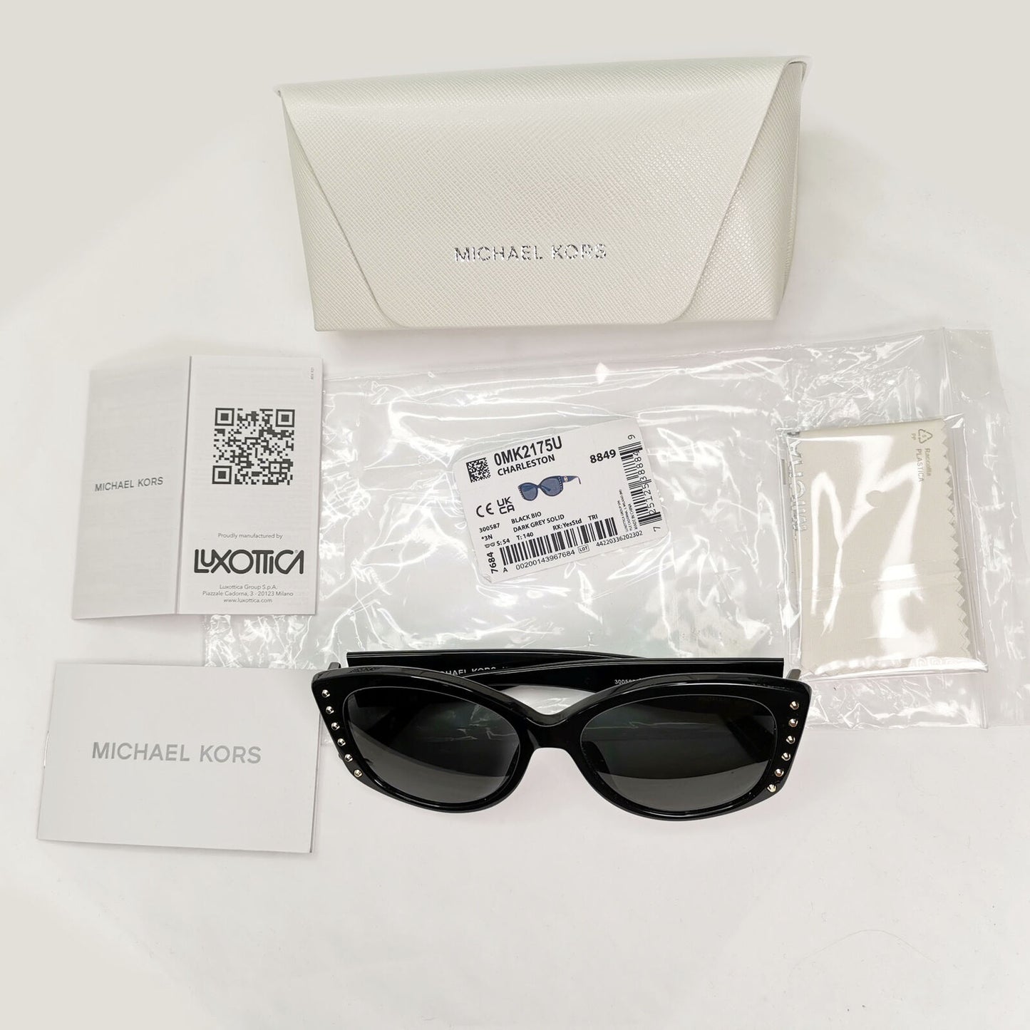 Michael Kors Sunglasses Black Gold Studs Square MK 2175U Charleston 300587