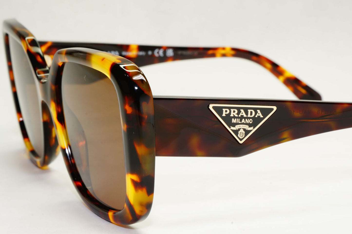 Prada Sunglasses Triangle Symbole Square Brown Tortoise PR10ZV VPR 10Z VAU-1O1