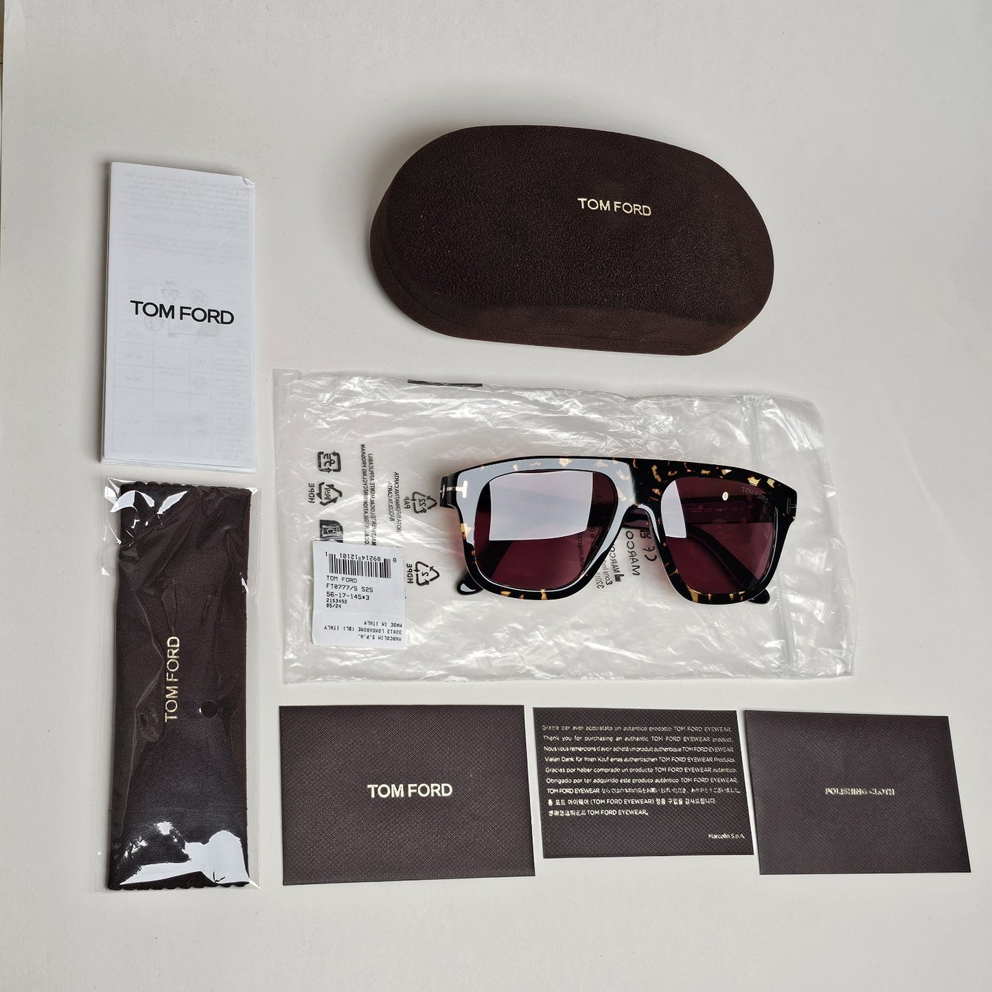 Tom Ford Sunglasses Thor Brown Dark Havana Red Bordo FT0777 TF 777 52S