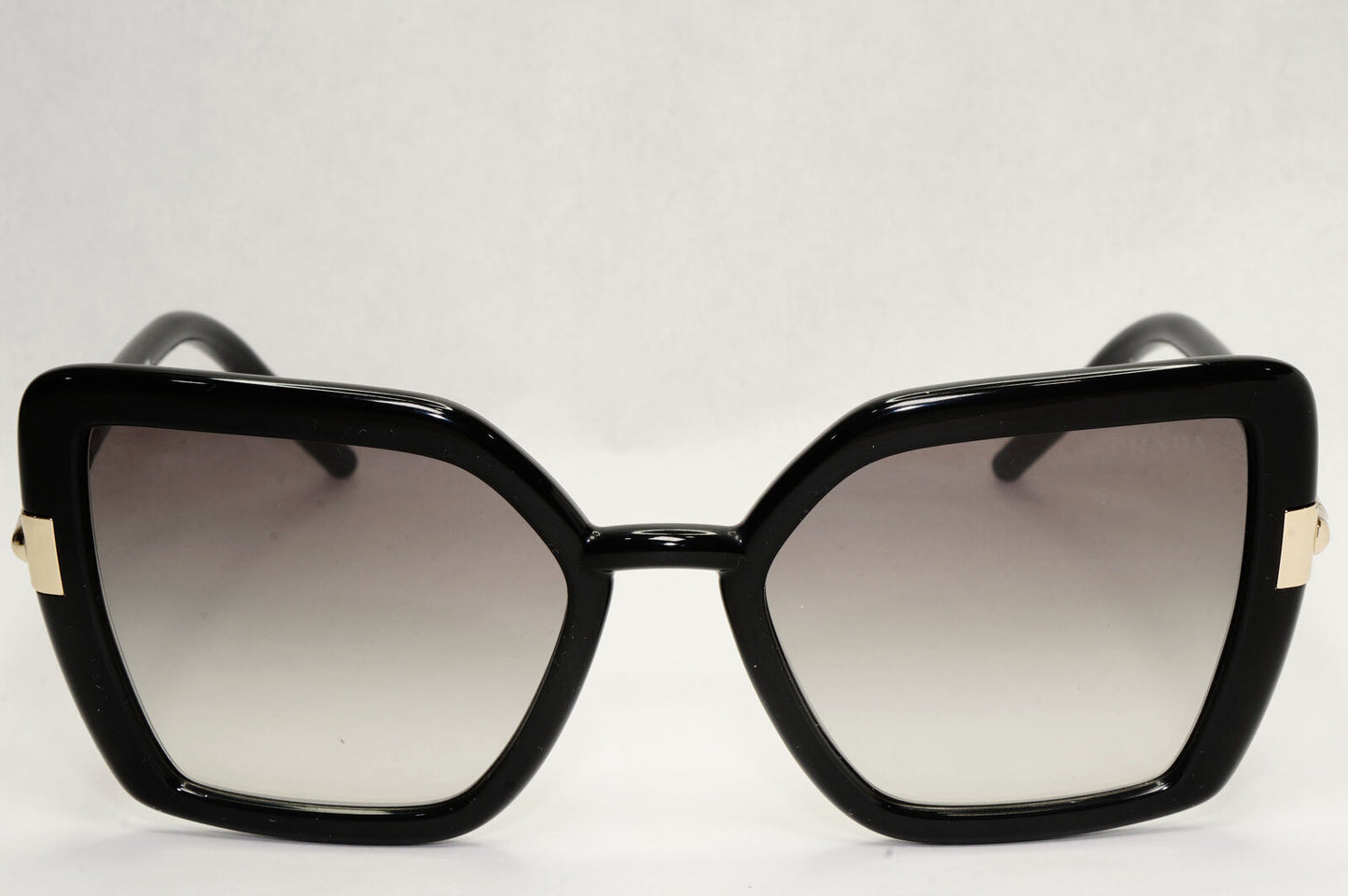 Prada Sunglasses Black Grey Gradient Gold Square Smoke PR09WS SPR 09W 1AB-0A7