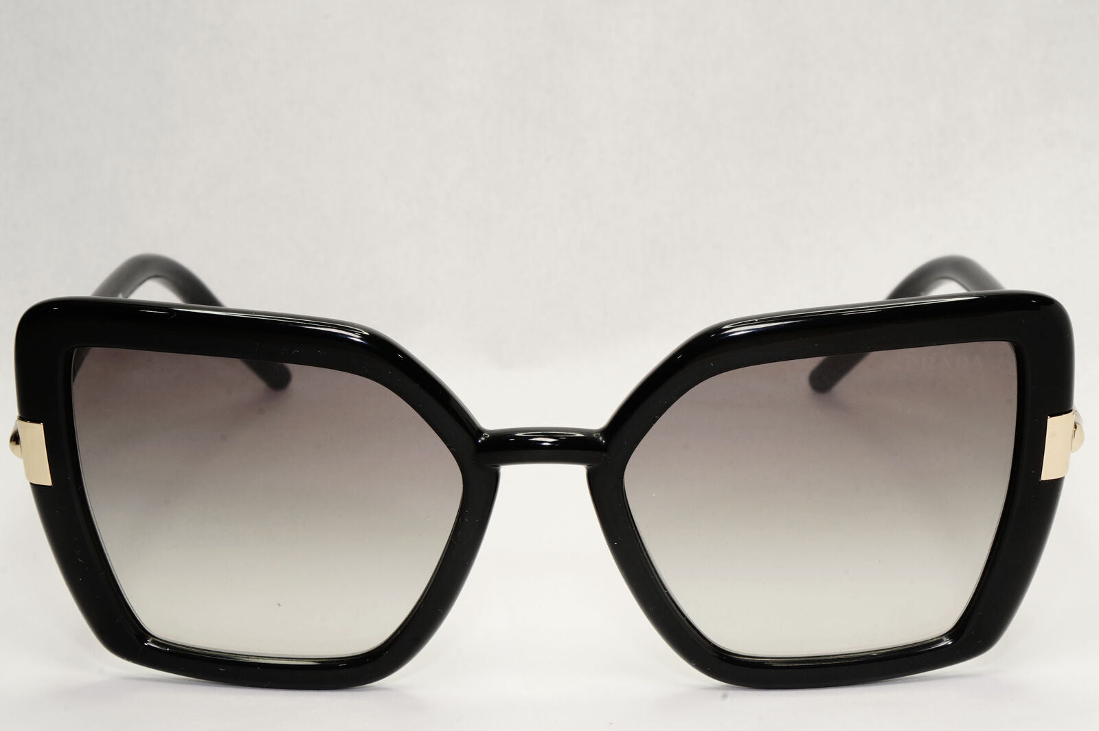 Prada Sunglasses Black Grey Gradient Gold Square Smoke PR09WS SPR 09W 1AB-0A7
