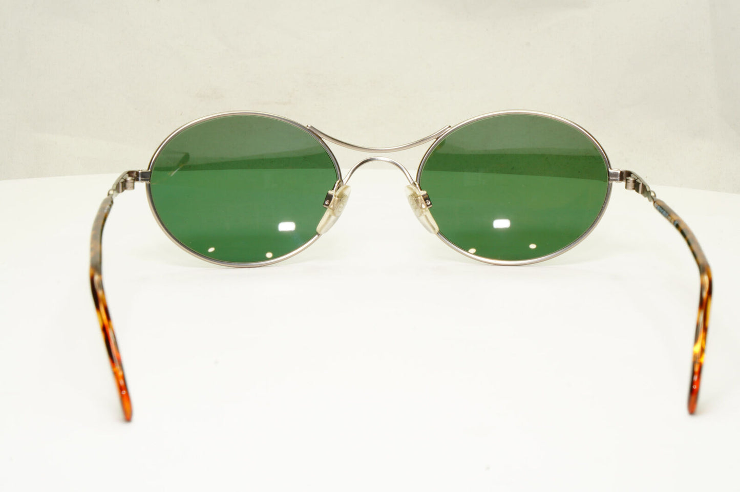 Emporio Armani 1997 Vintage Sunglasses Mens Womens Oval Silver Green 071-S 815