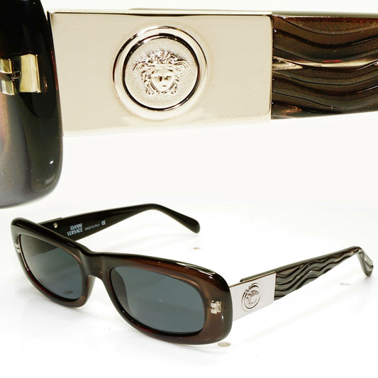 Gianni Versace 1996 Unisex Vintage Brown Medusa Sunglasses MOD 257/M COL 381