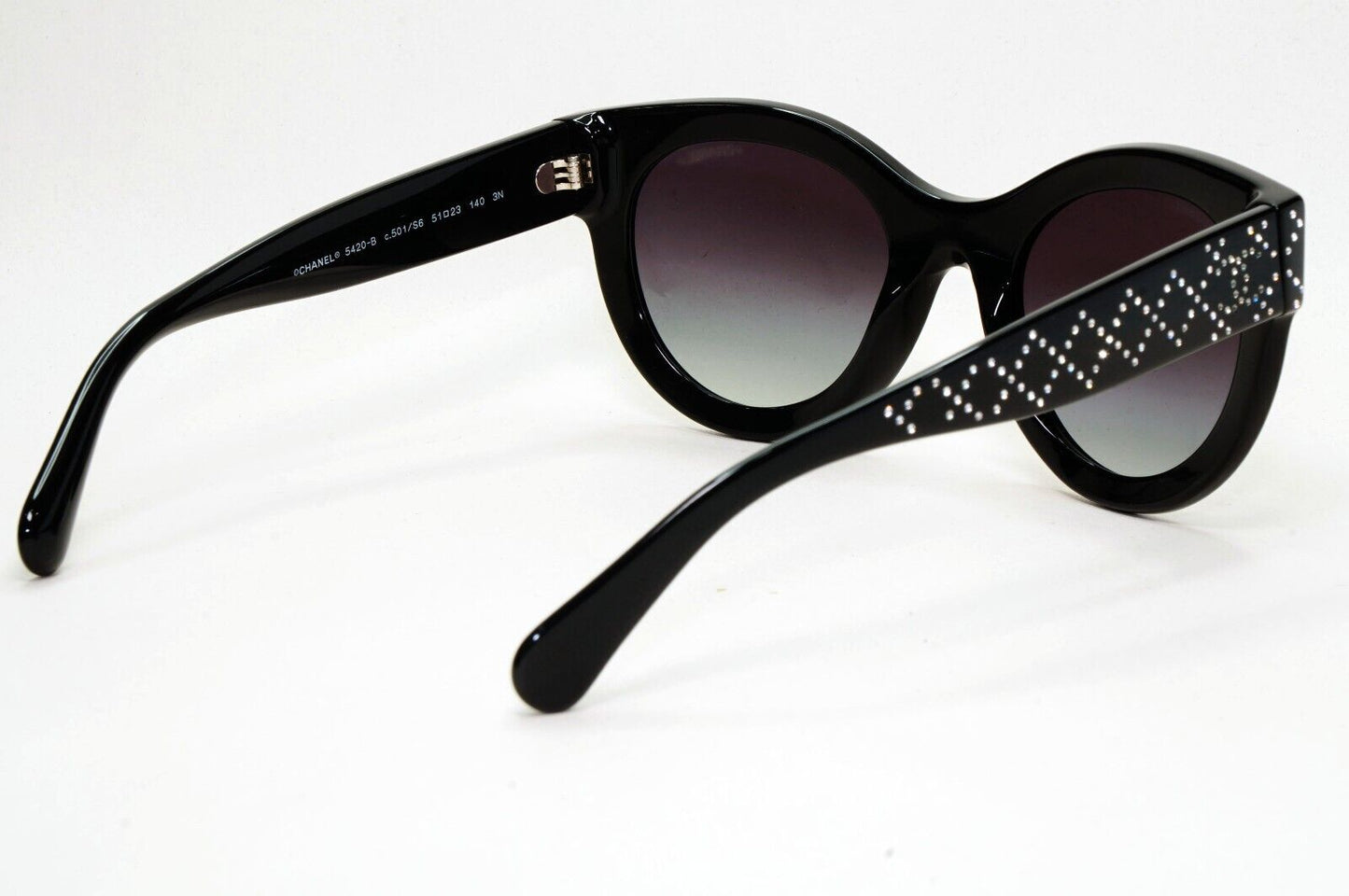 Chanel Sunglasses Black Diamante Rhinestone Square Large 5420-B c.501/S6 51mm