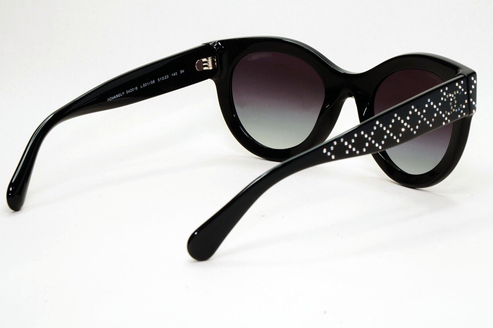 Chanel Sunglasses Black Diamante Rhinestone Square Large 5420-B c.501/S6 51mm