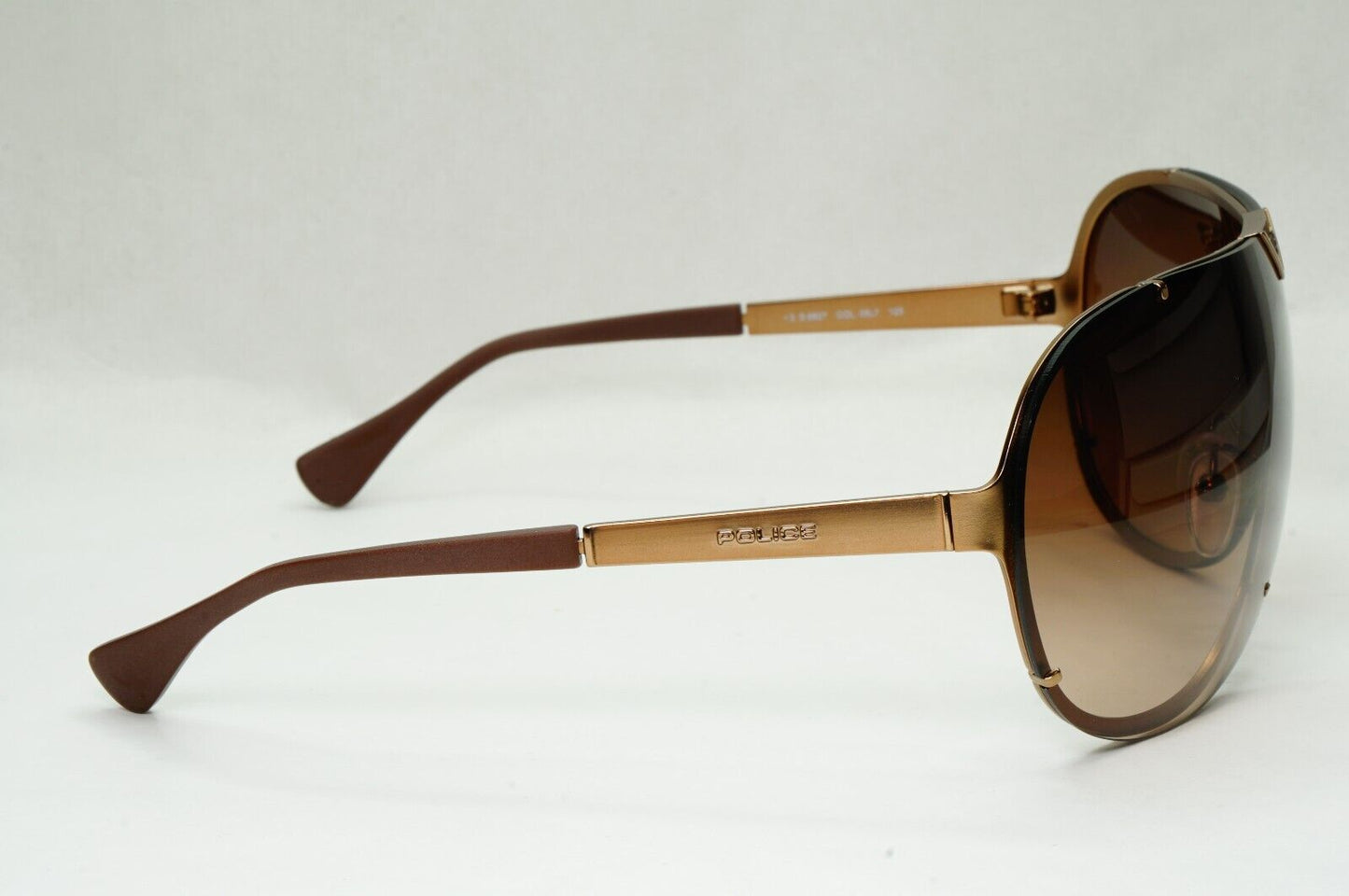 Authentic POLICE Mens Sunglasses Designer Brown Gold Shield Ski S8827 COL 08L7