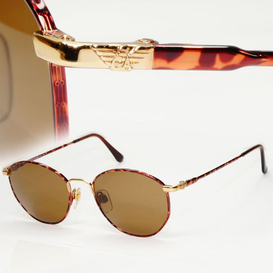 Emporio Armani Sunglasses 1997 Vintage Gold Brown Metal Round 031 721 50mm
