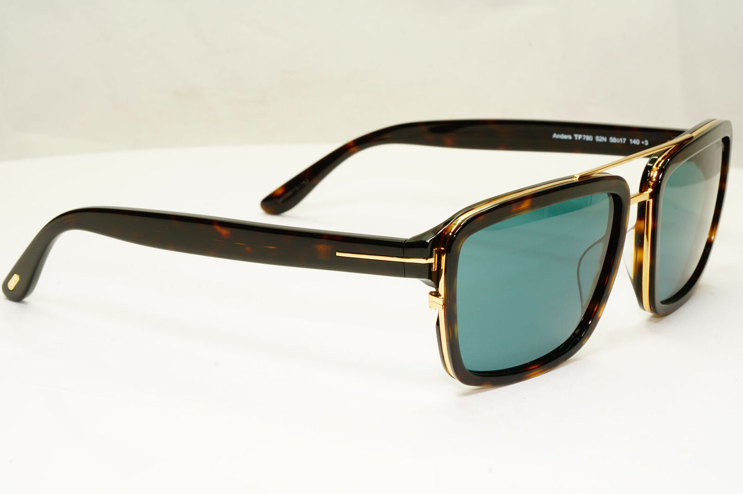 Authentic Tom Ford Mens Gold Square Brown Green Sunglasses Anders TF 780 52N