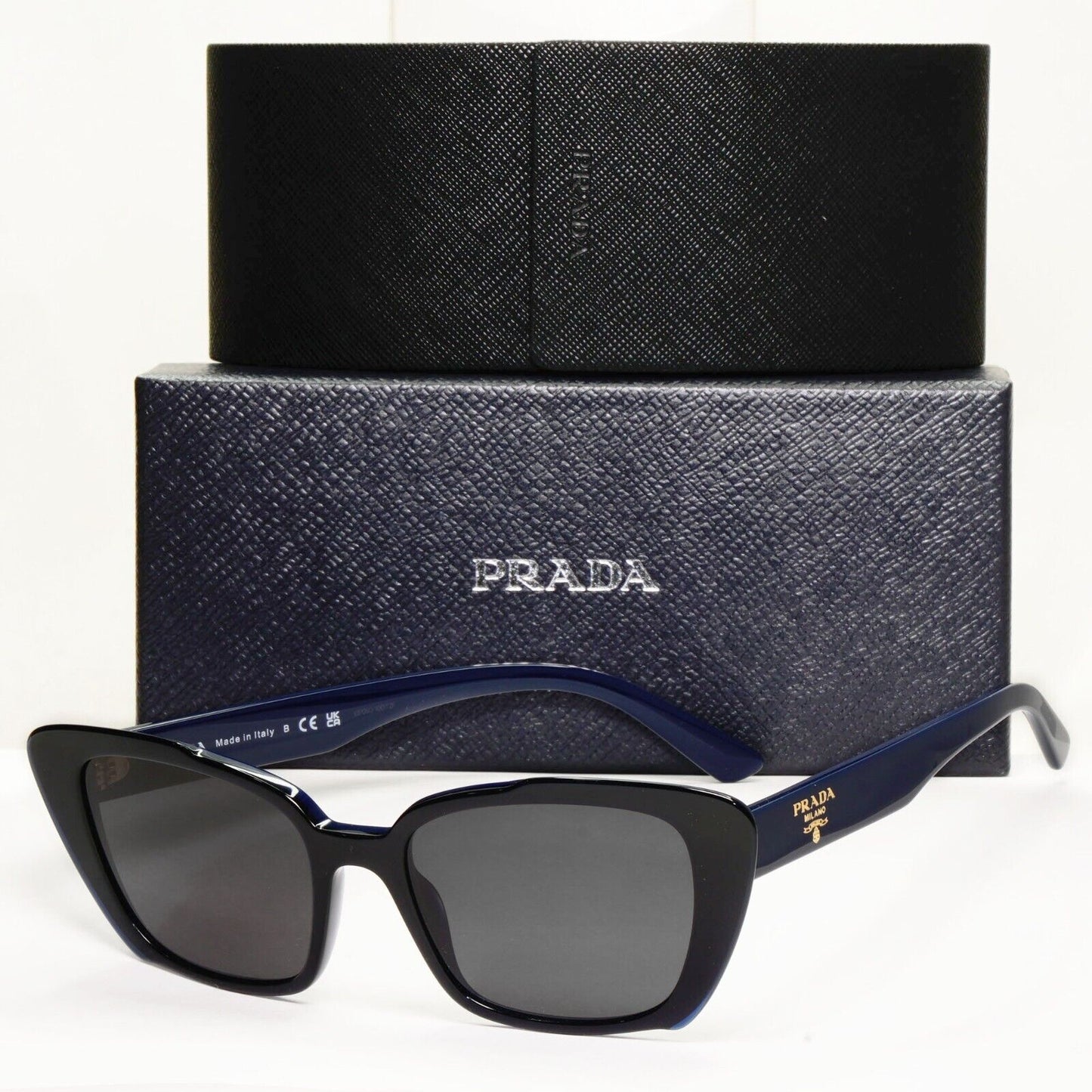 Prada Sunglasses Black Blue Square Fashion PR01YV VPR 01Y 08V-1O1 53mm