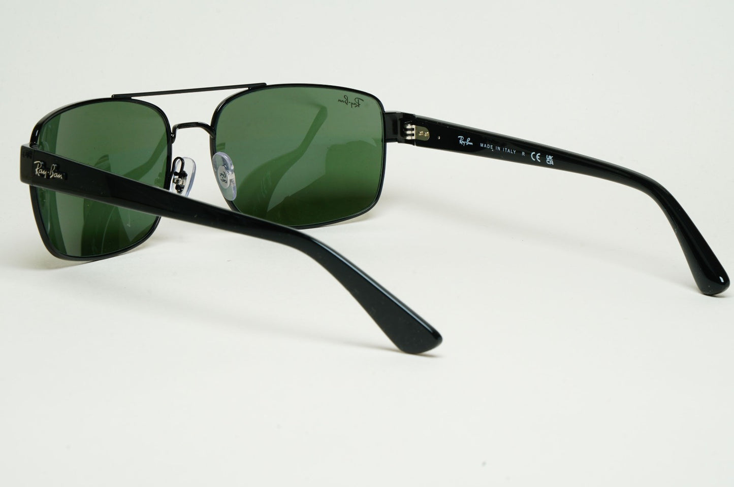 Ray-Ban Sunglasses Black Green Square Pilot Navigator RB 3687 002/31 61mm