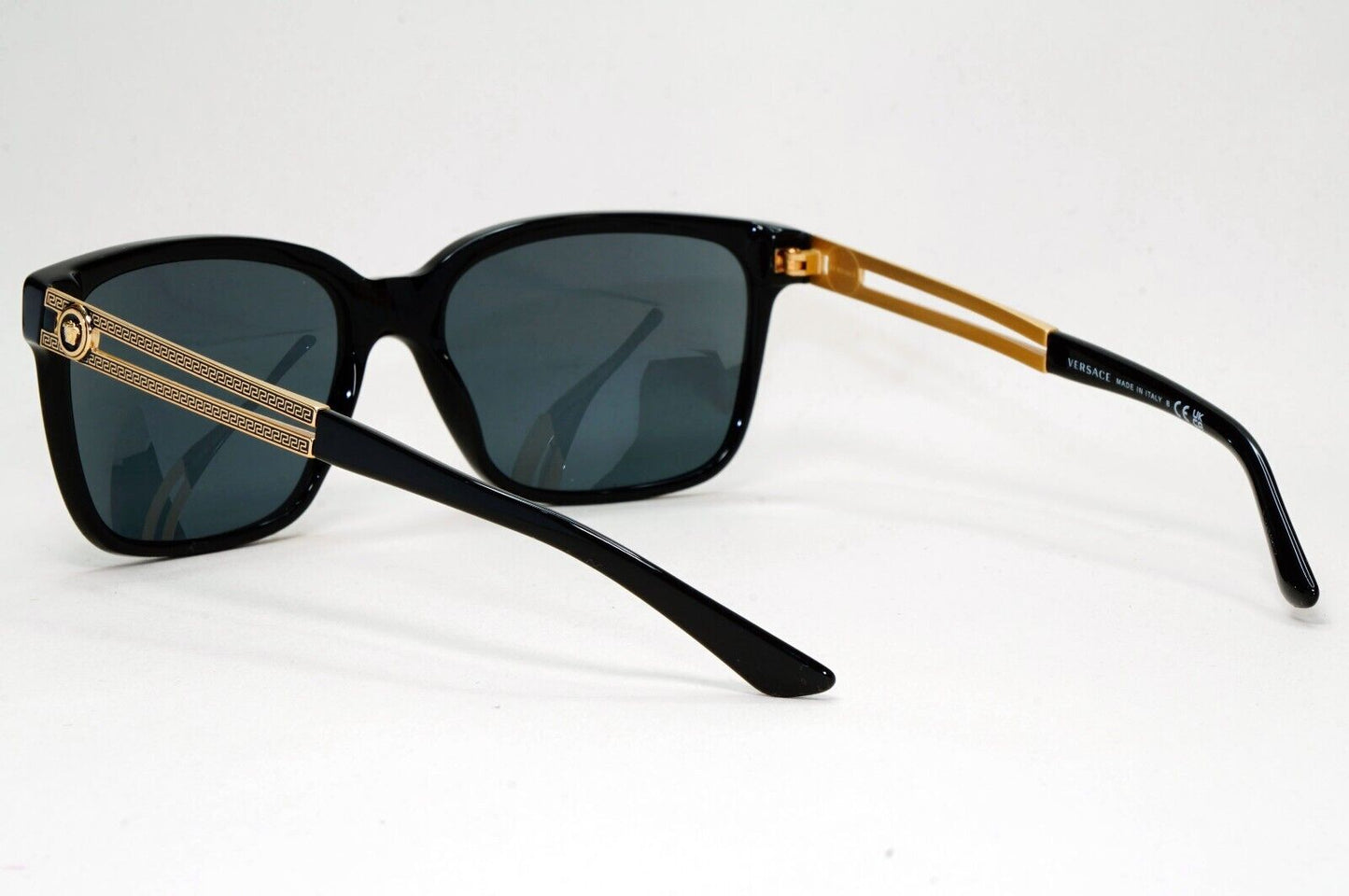 Versace Sunglasses Black Square Gold Medusa Meander MOD VE 4307 GB1/87 58mm