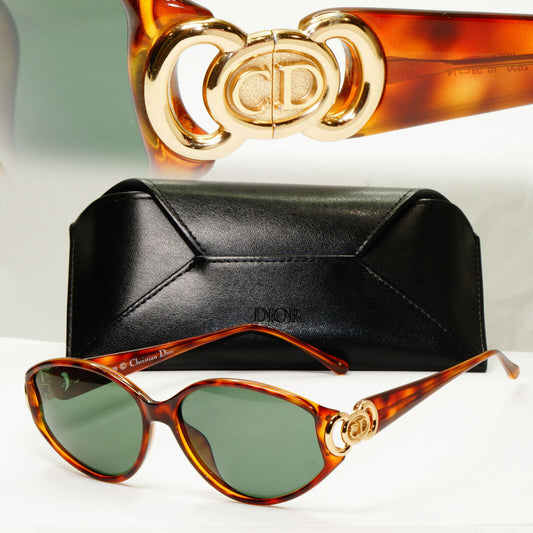 Dior 1990s Vintage Sunglasses Gold Green Brown Tortoise Austria 2850 10 261022