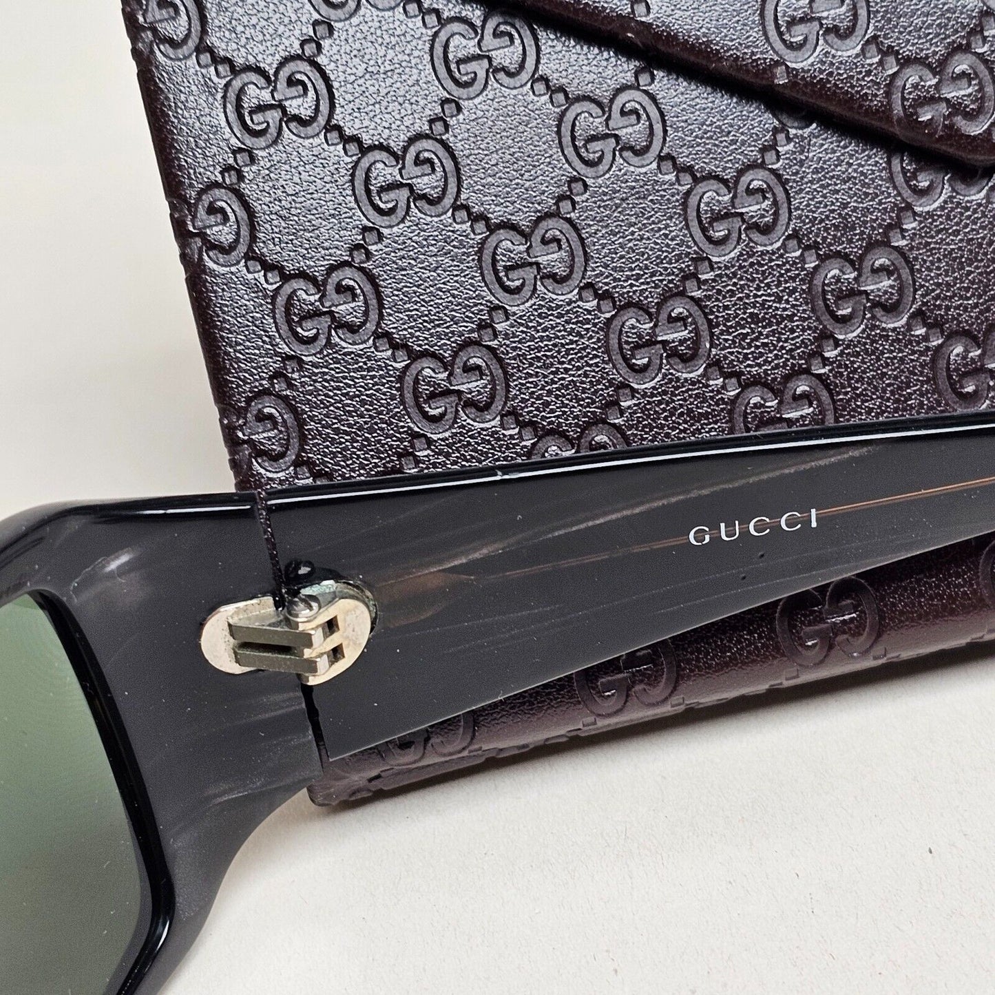 Gucci Sunglasses 1997 Vintage Grey Marble Green Square GG 1494/S AD7 280125