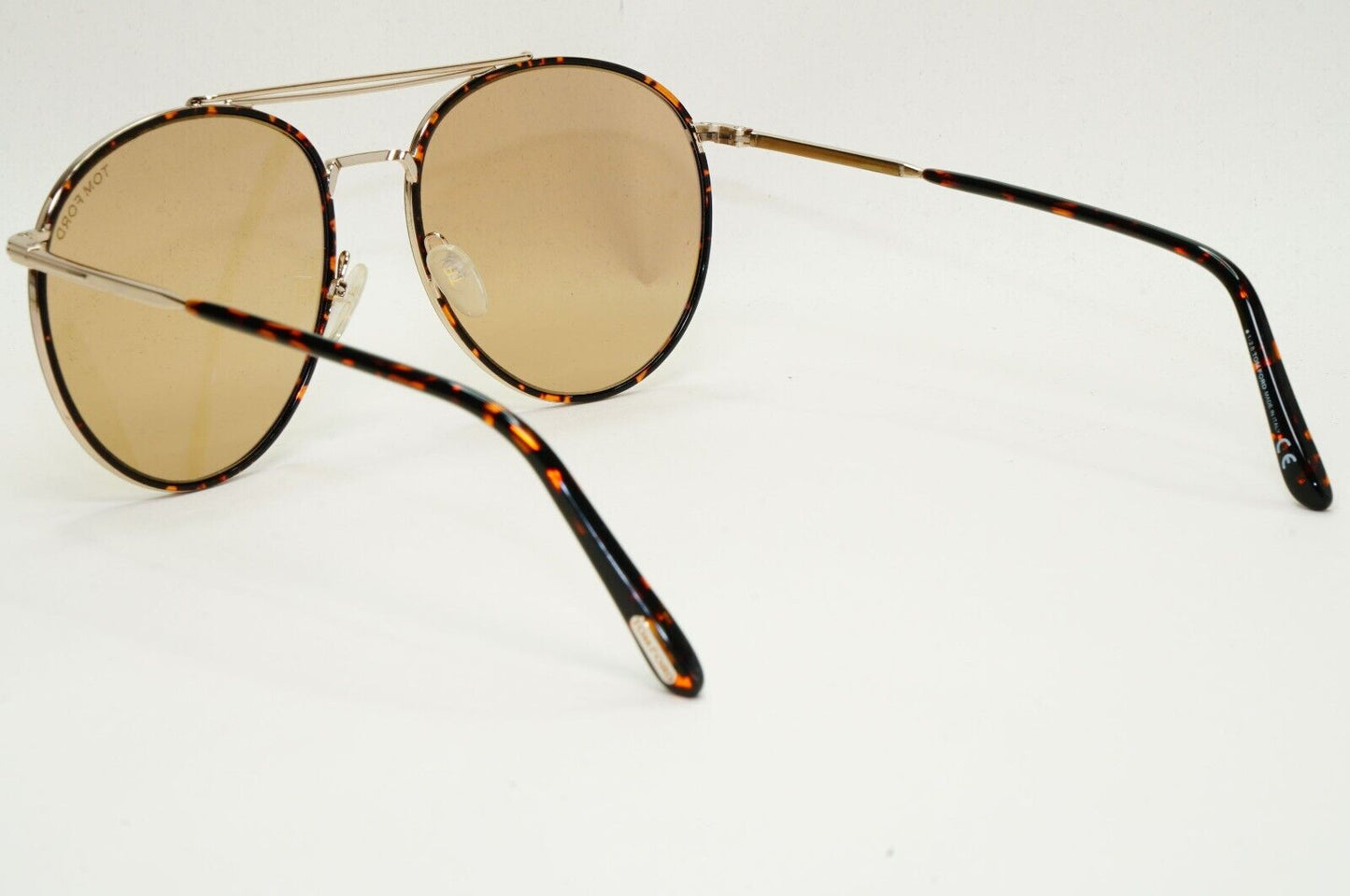 Tom Ford Sunglasses Wesley Gold Brown Tortoise Rims Round Pilot FT0694 TF694 28E