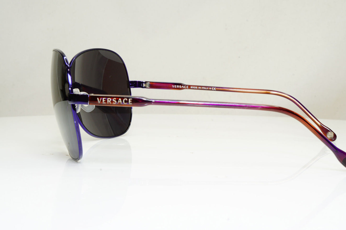 Versace Violet Womens Vintage Sunglasses Black Brown Square 2124 1230/5E 29269
