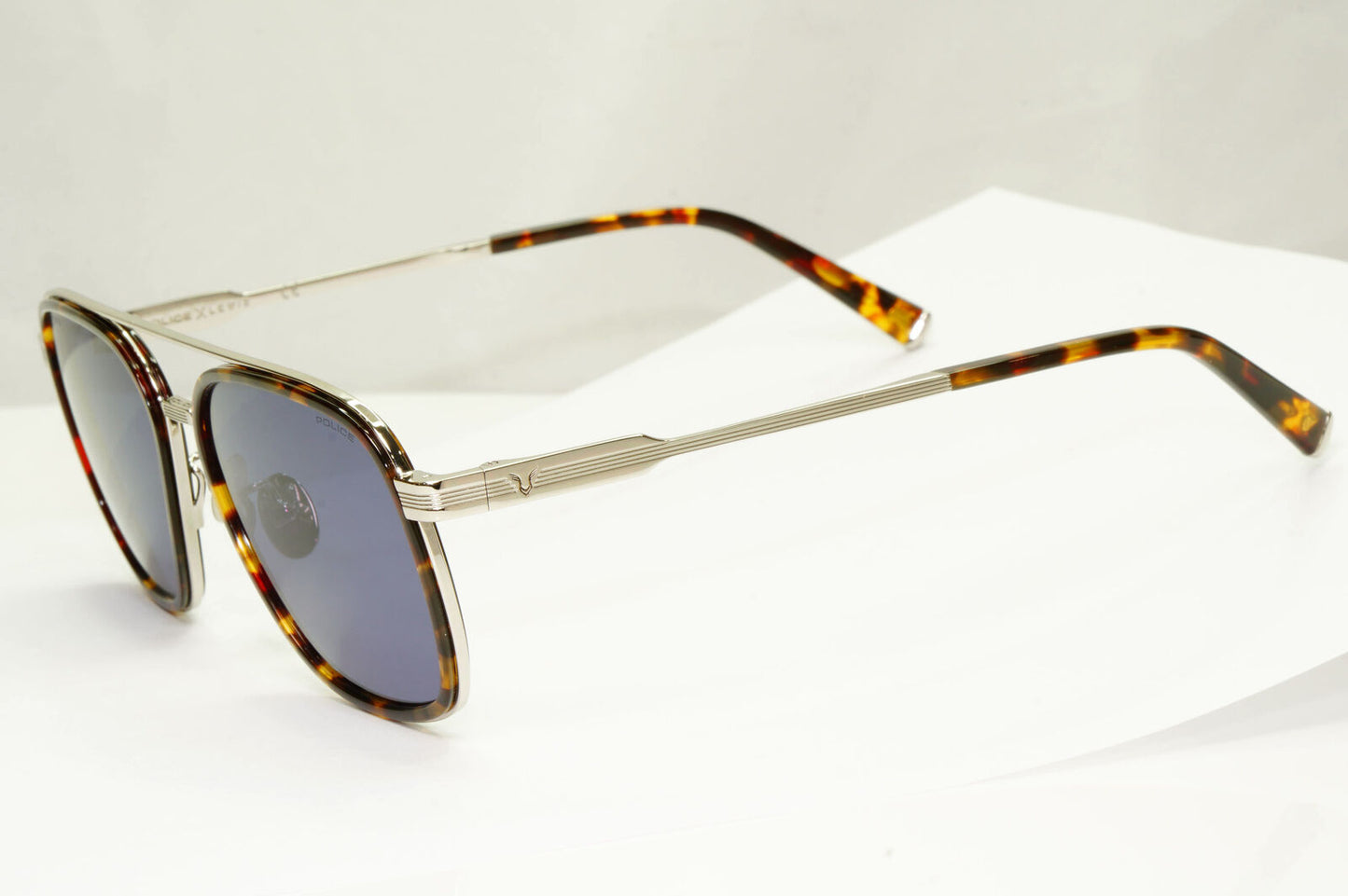 Police Lewis Hamilton F1 Sunglasses Blue Brown Silver Square SPL C49 COL 04BL