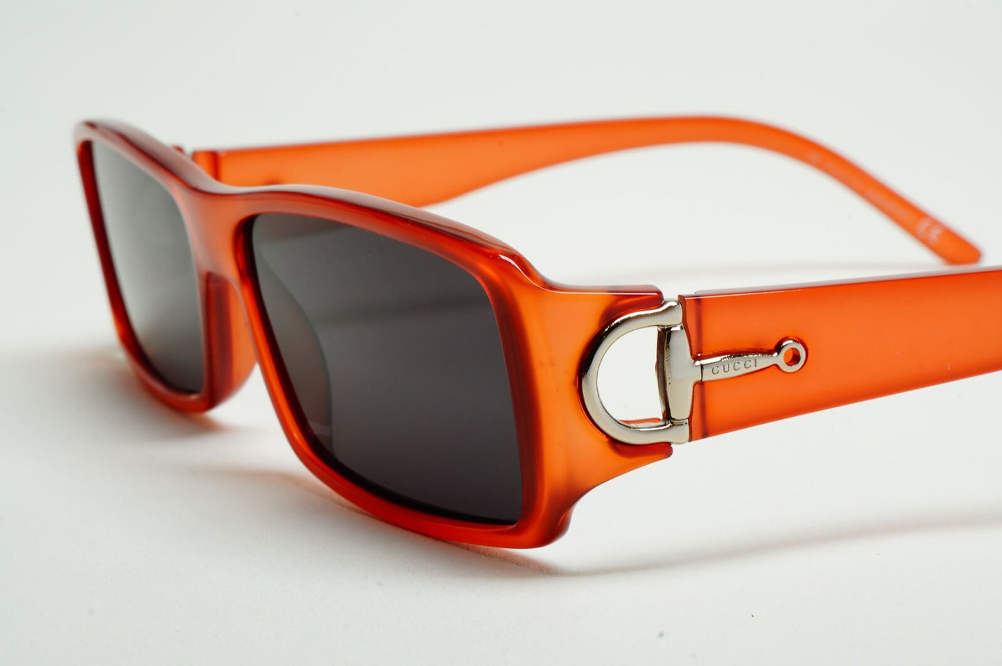 Gucci Sunglasses 2004 Vintage Coral Opalin Pale Red Black Rectangle GG 1524 U1T