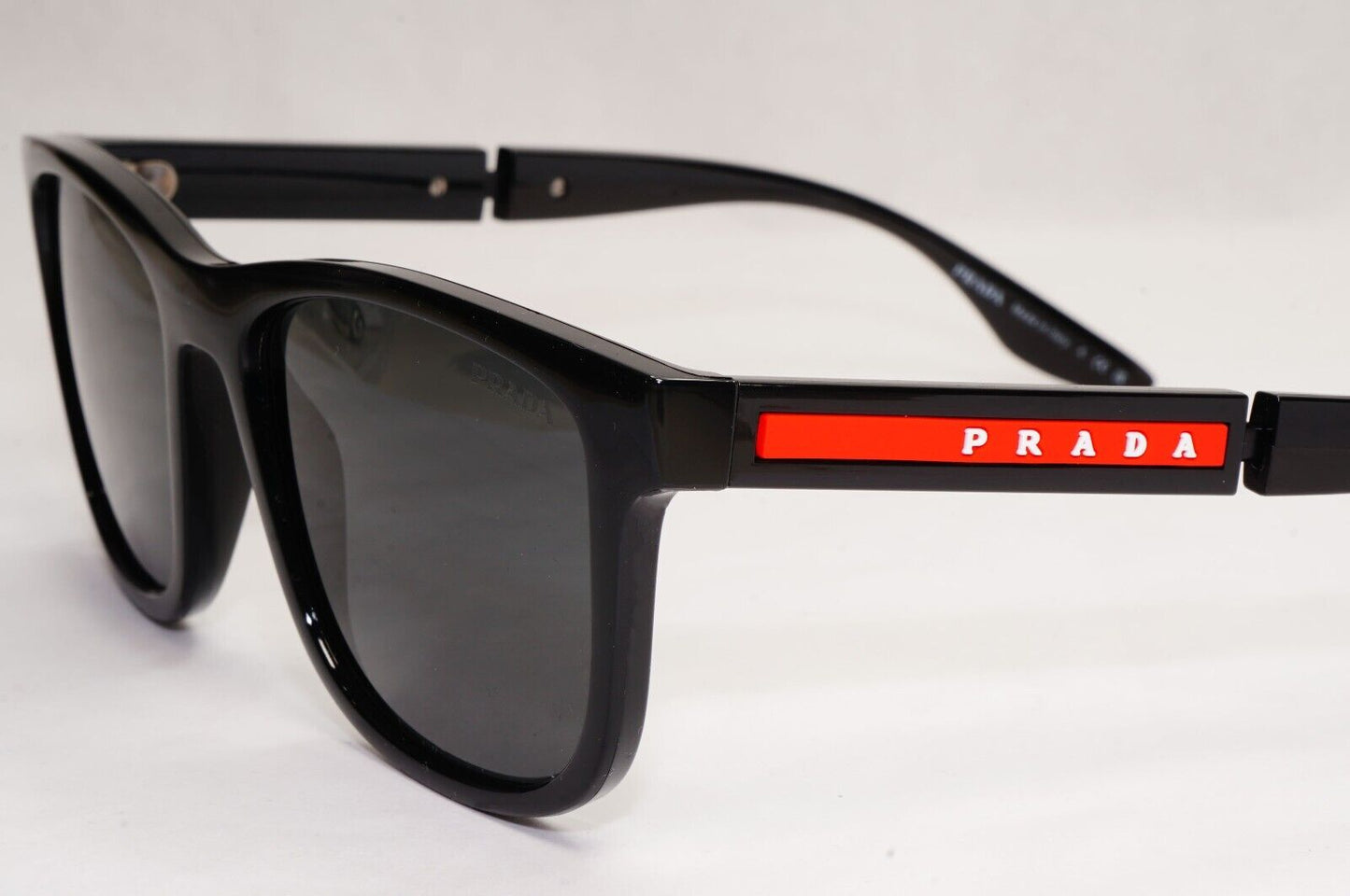 Prada Black Sunglasses Square Red Stripe Fashion PS04XS SPS 04X 1AB-5S0