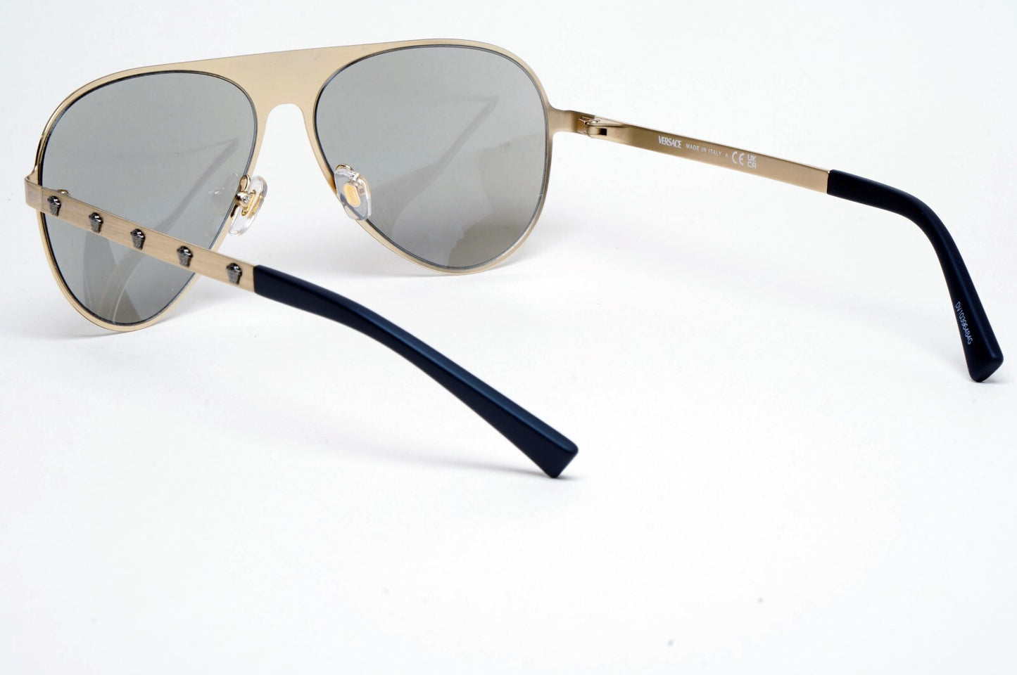 Versace Sunglasses Gold Medusa Pilot Silver Mirror Metal MOD VE 2189 1339/6G