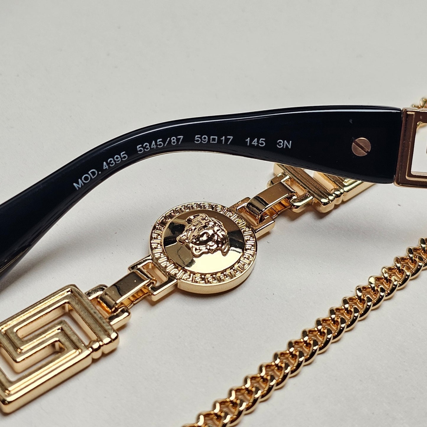 Versace Sunglasses Chain Gold Black Square Octagon Oversized MOD 4395 5345/87
