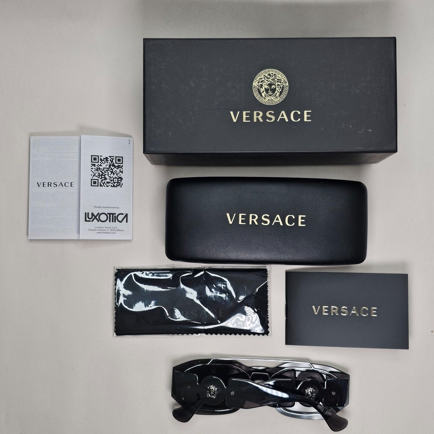 Versace Sunglasses Grey Transparent Mirror Gunmetal Medusa MOD VE 2235 1001/6G
