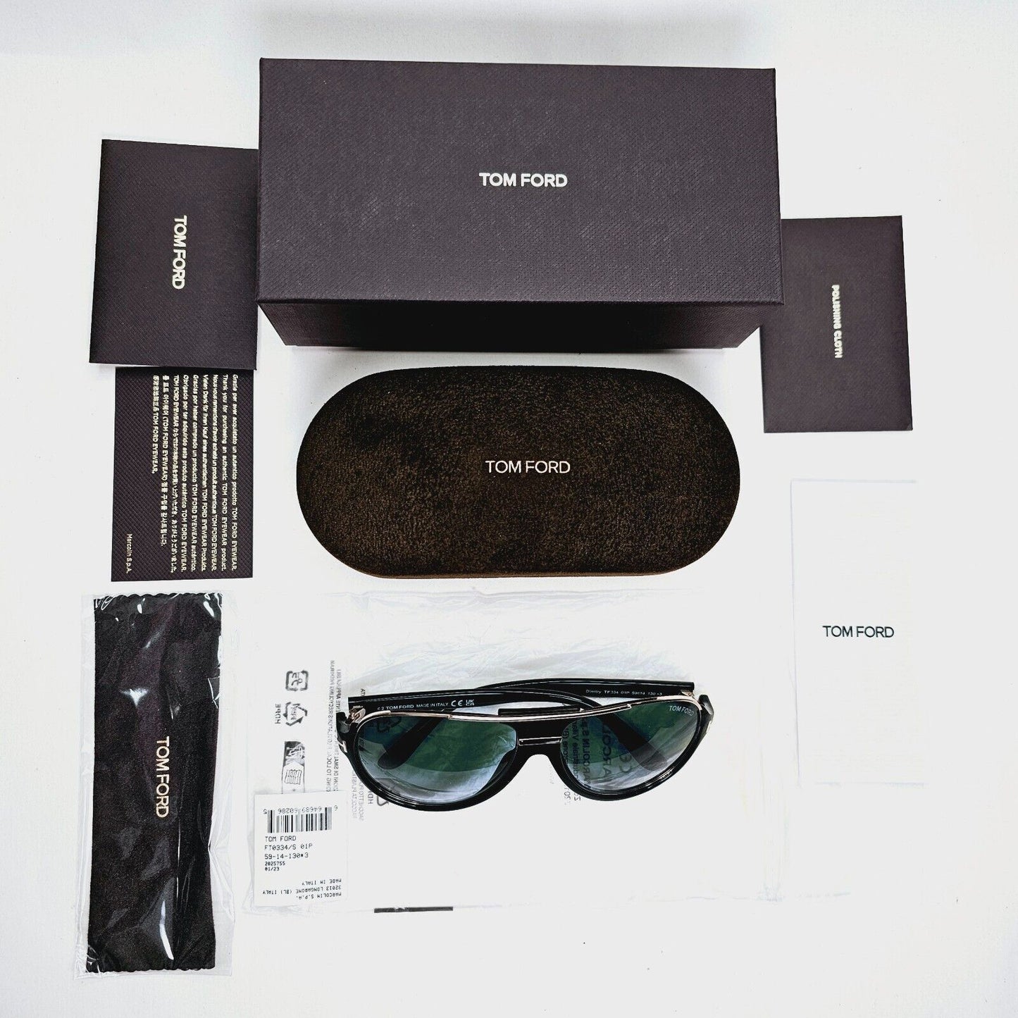 Tom Ford Sunglasses Dimitry Black Gold Green Pilot TF 334 FT0334 01P 59mm