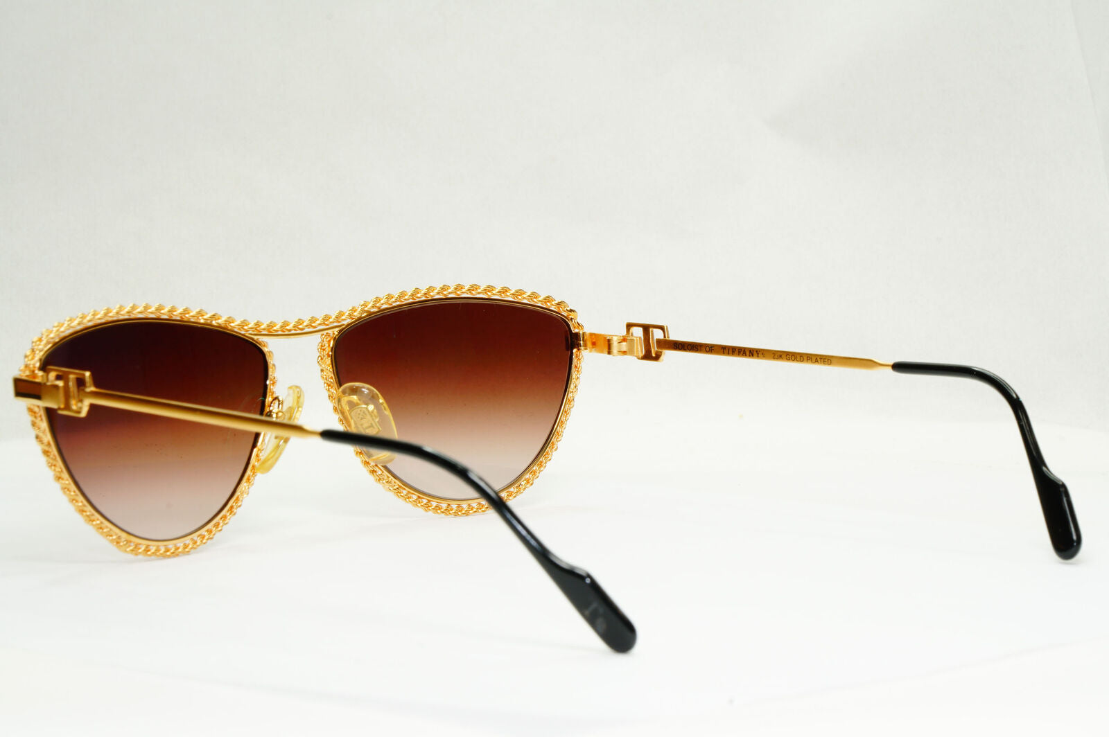 Tiffany 1980s Sunglasses Vintage Gold Plated Chain Soloist T1/03 C4 310323