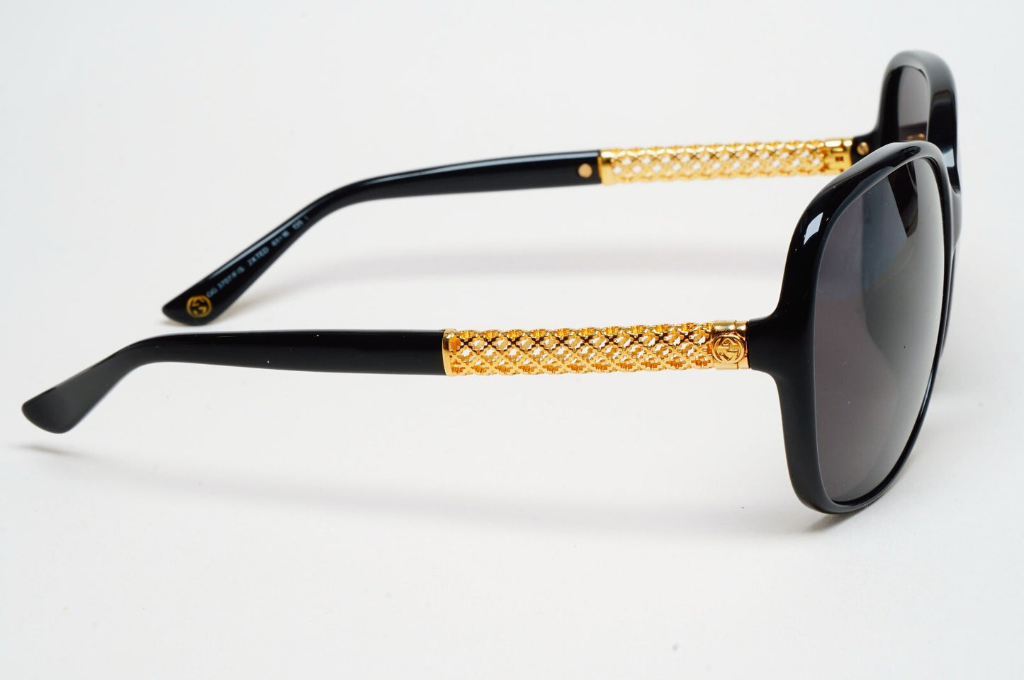 Gucci Sunglasses 2007 Vintage 24k Gold Plated Black Square GG 3707/F/S 2XTED