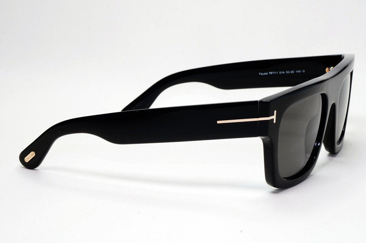 Tom Ford Sunglasses Fausto Black Glossy Square Thick Rim Heavy TF 711 FT0711 01A