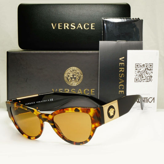 Authentic Versace Womens Gold Medusa Brown Black Square Sunglasses 4398 5119/73