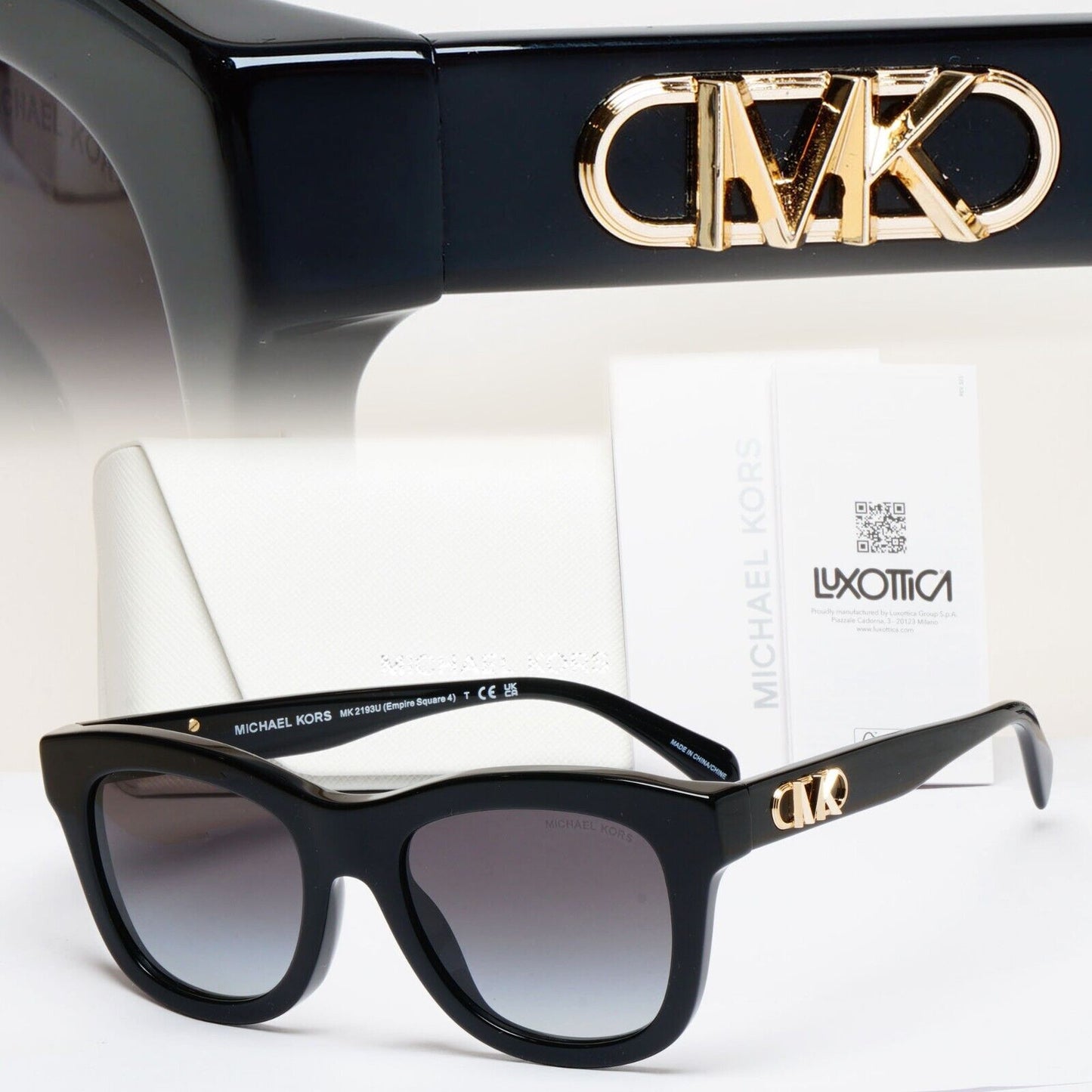 Michael Kors Sunglasses Black Gold Grey MK 2193U Empire Square 4 3005/8G