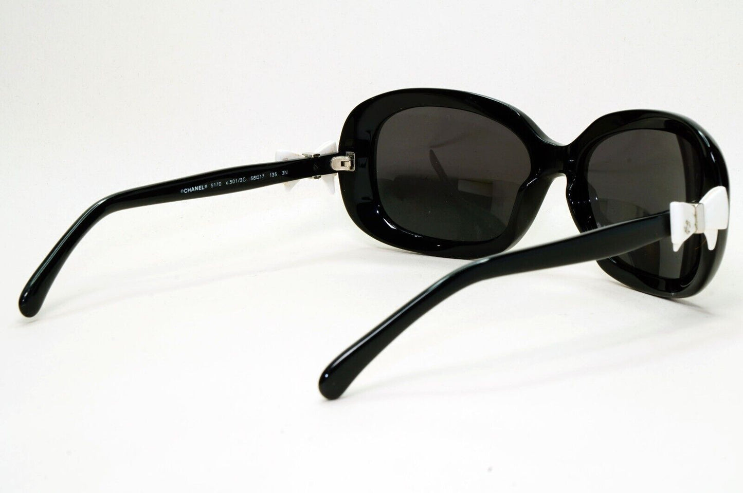 Chanel Sunglasses Bow White Black Square Year 2010 5170 c.501/3C 50mm 230924