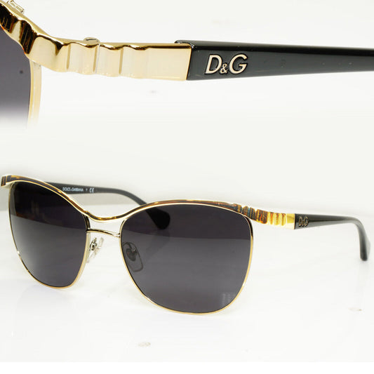 Dolce & Gabbana Black Gold Sunglasses Square Metal Shiny D&G 6088 1116/8G 310122