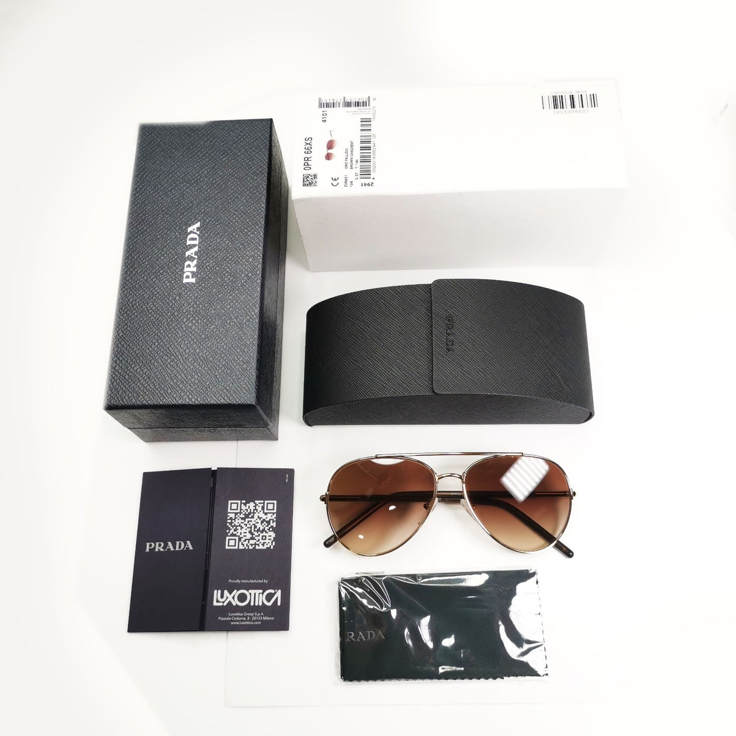 Prada Sunglasses Unisex Pilot Small Gold Brown PR66XS SPR 66X ZVN-6S1 57mm
