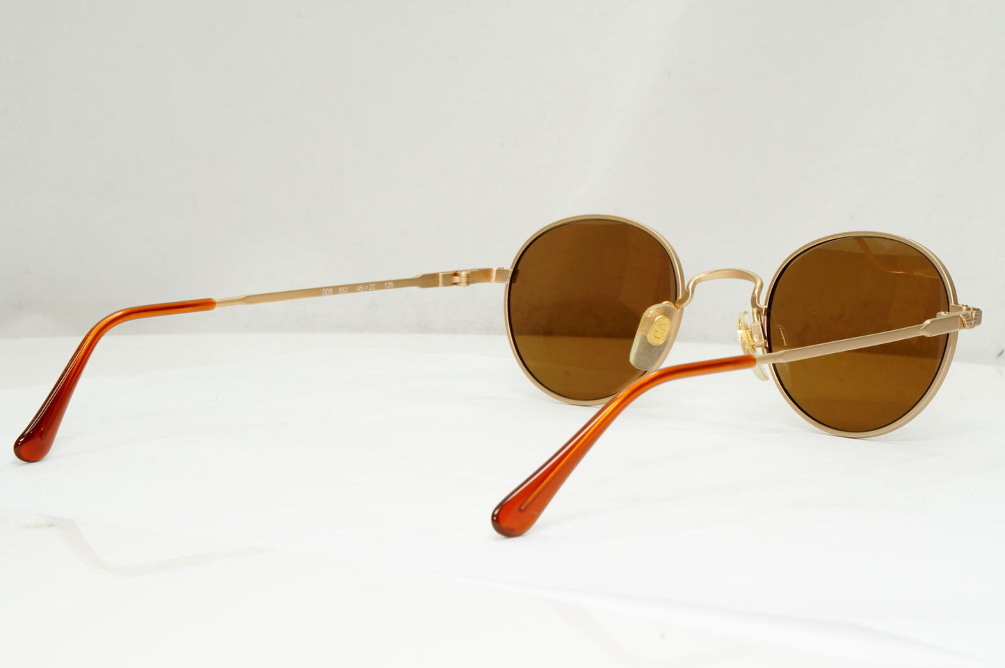 Emporio Armani Sunglasses 1997 Vintage Round Small Gold Brown Eagle 008-S 852