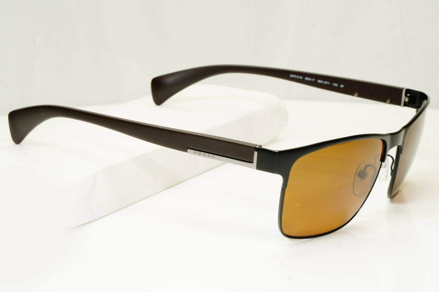 Authentic Prada Mens Polarized Brown Black Sunglasses Rectangle SPR 51O 1BO-5Y1