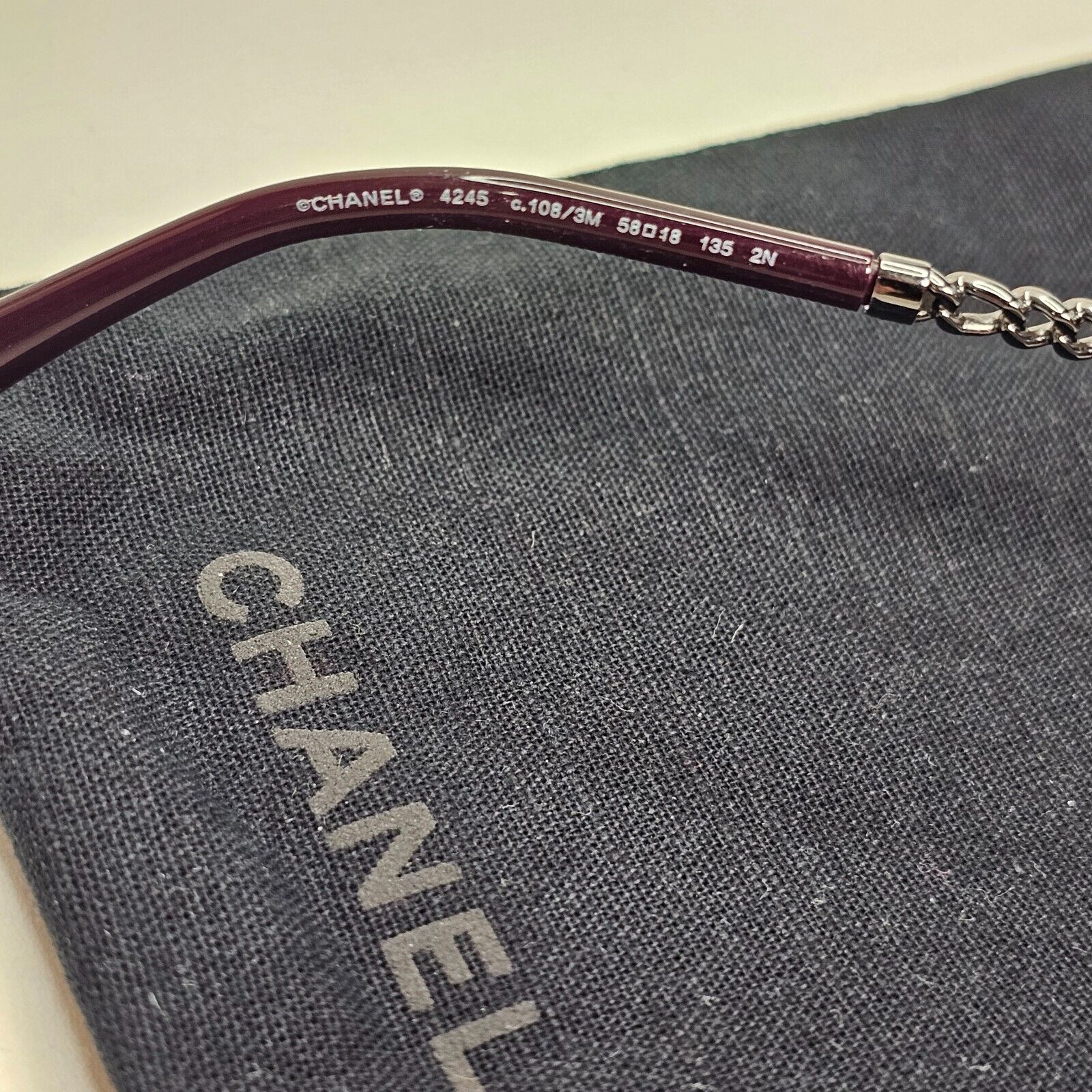 Chanel Sunglasses Chain Round Rimless Metal Gunmetal Pink Gradient 4245 c.108/3M