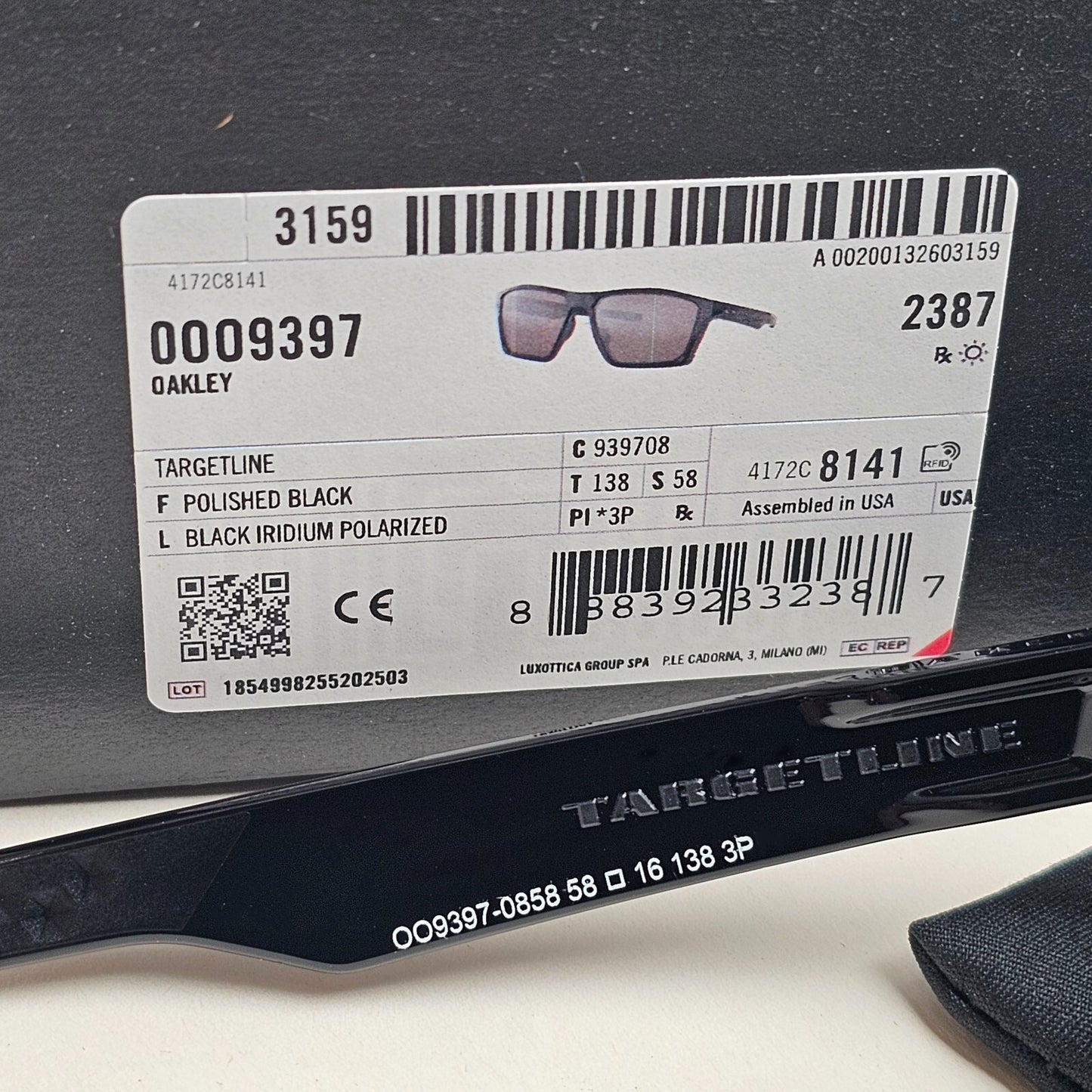 Oakley Sunglasses Polarized Targetline Black Polished Iridium Glossy OO 9397 08