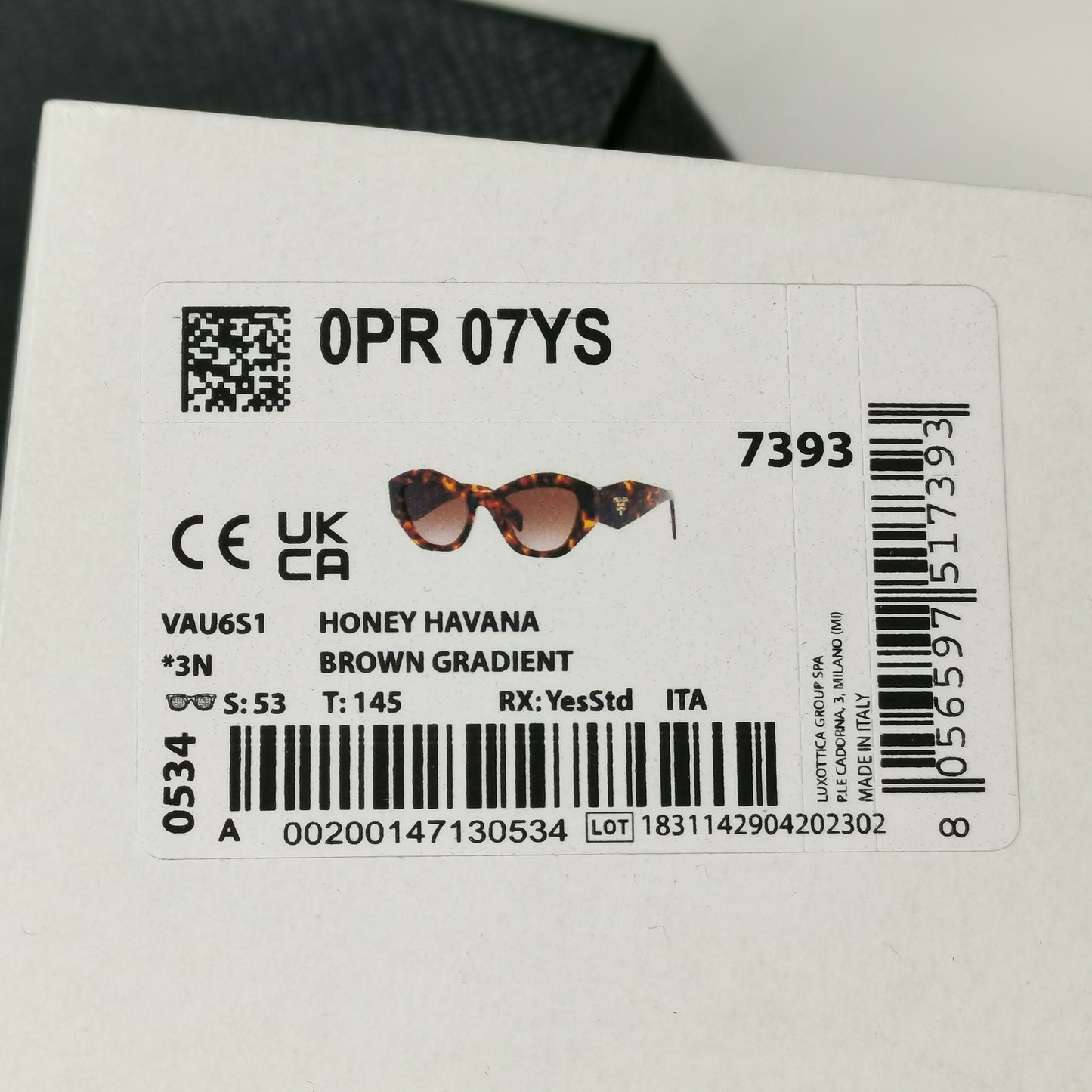 Prada Sunglasses Symbole Honey Havana Brown Gradient PR07YS SPR 07Y VAU-6S1