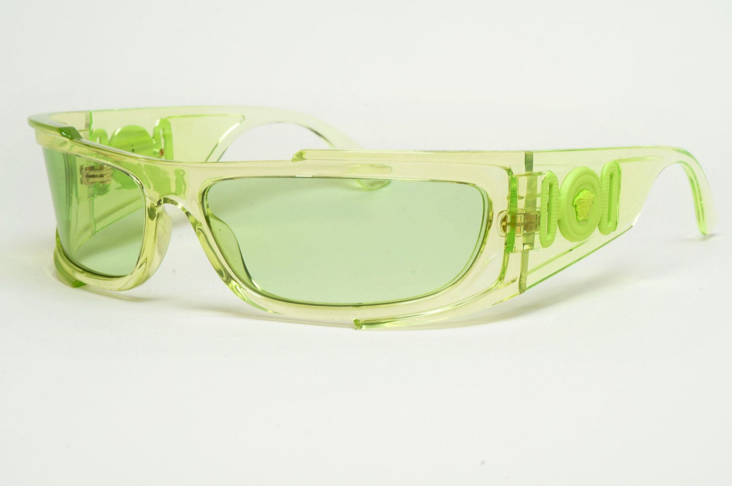 Versace Sunglasses Unisex Wrap Gold Medusa Transparent Green MOD VE 4446 5413/7
