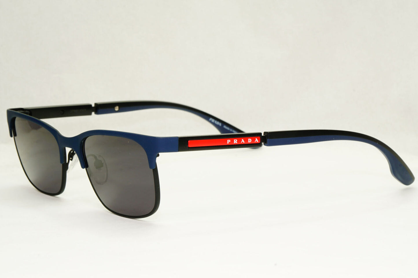 Prada Sunglasses Black Dark Blue Rubber Rectangle PS52NV VPS 52N 07P-1O1 53mm