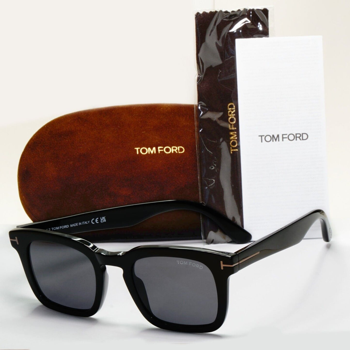 Tom Ford Sunglasses Dax Black Glossy Square Smoke FT0751-N TF 751-N 01A 50mm