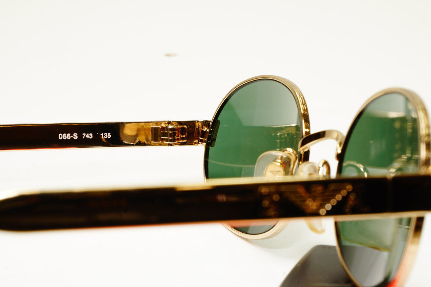 Emporio Armani 1997 Vintage Sunglasses Oval Metal Gold Green Eagle 066-S 743