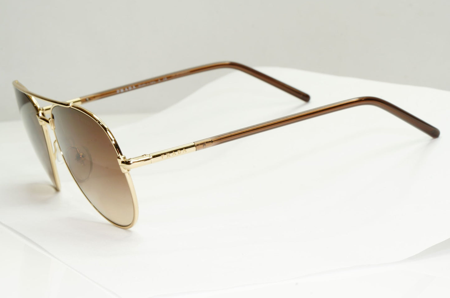 Prada Sunglasses Unisex Pilot Small Gold Brown PR66XS SPR 66X ZVN-6S1 57mm