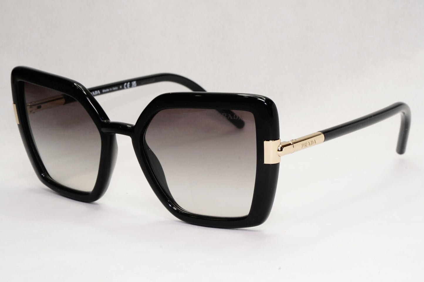Prada Sunglasses Black Grey Gradient Gold Square Smoke PR09WS SPR 09W 1AB-0A7