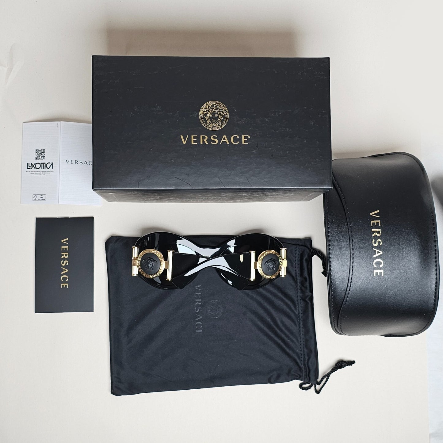 Versace Sunglasses Black Silver Gold Medusa Large Oversized MOD VE 4462 GB1/6G