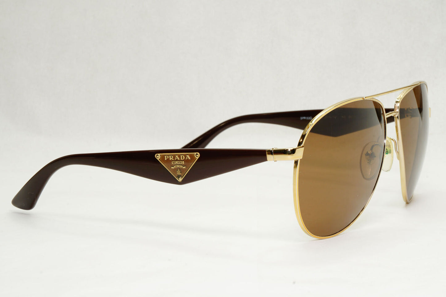 Prada Sunglasses Triangle Gold Brown Metal Pilot PR53QS SPR 53Q ZVN-1X1 130124